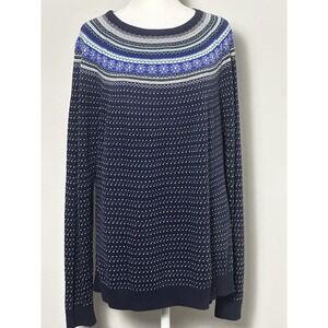Vintage Talbots XL Birdseye Nordic Fair Isle Yoke Knit Sweater Womens XL